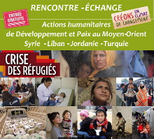 Crise des réfugiés - mosaïque de dix photos de personnes dans des camps de réfugiés, médicins, etc. Créons un climat de changement.