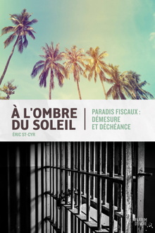 Page couverture du livre : la moitié supérieure sont le haut de palmiers au soleil ; la moitée inférieure sont de barreaux de prisons en noir et blanc.