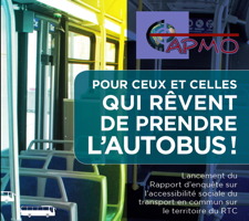 Affichette : photo de l'intérieur d'un autobus du RTC. Pour ceux et celles qui rêvent de prendre l'autobus ! - CAPMO