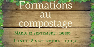 Affichette sur fond d'une photo de boîte en bois. Le contour de l'image sont des feuilles vertes.