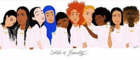 Bannière : dessin de dix femmes côte-à-côte ayant des chevelures et styles différents.