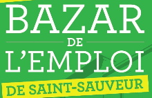 Logo : sur fond vert, « Bazar de l'emploi » en grandes lettres. « de Saint-Sauveur » sur une bande jaune en-dessous.