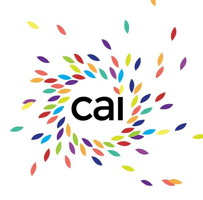 Logo du Carrefour d'action interculturelle : une spirale, comme un ouragan, composée de feuilles de couleurs différentes. Au mlieu : CAI