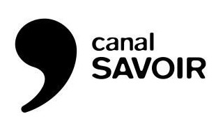 Logo « canal SAVOIR ».  Gros apostrophe noir au-dessus.