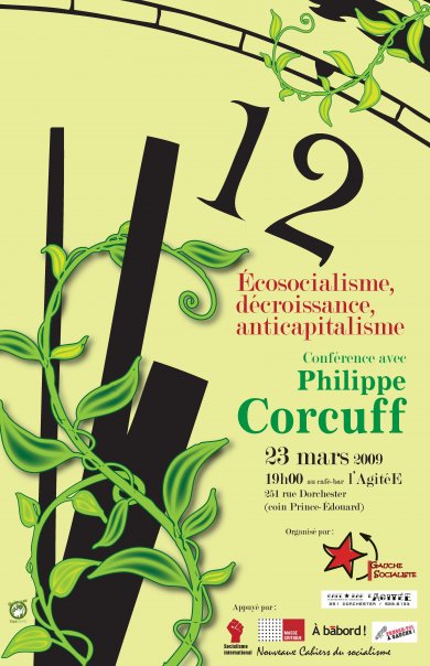 Affiche - Horloge pres de minuit avec vegetation grippante - info-textes dans cette annonce