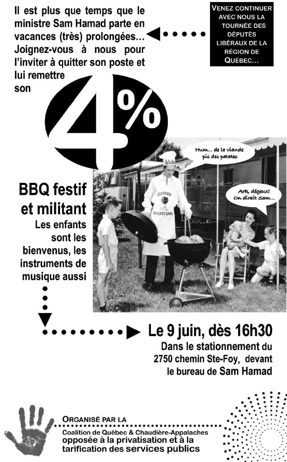 Affiche [transcrite ci-dessous] veille photo noir/blanc d'une famille américaine faisant un BBQ derrière leur maison.