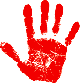 logo de la coalition : empreinte d'une main, de couleur rouge vif