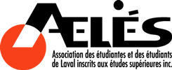 Logo AELIÉS - le sigle avec un simple rond rouge avec le A, puis le nom de l'association.