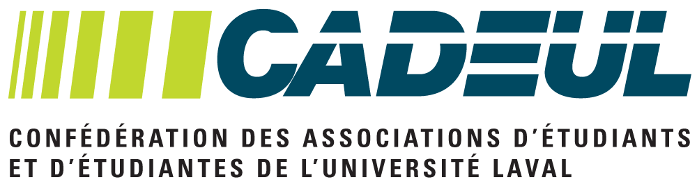 Logo de la CADEUL - Ce sont ces lettres mais en angle avec une barre blanche au travers. Six barres verticales, jaune-oranges, sont placées de manière dynamique devant.