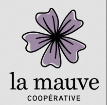 Logo : dessin d'une fleur violette à cinq pétales. « la mauve coopérative »
