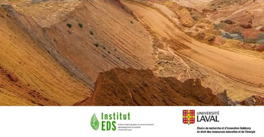 Photo de dunes désertiques formant une vallée de sable orange, quelques rares plantes. Logo EDS et Univ. Laval.