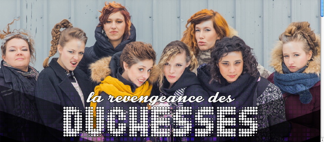 Bannière : photo des huit duchesses, aux cheveux différents, rebelles, air moqueuses, vêtues pour l'hiver car c'est à l'extérieur.