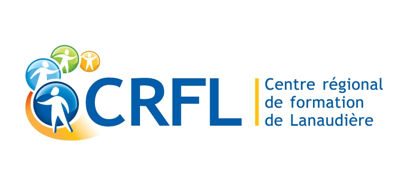 Logo : quatre cercles colorés contenant des petits bonhommes en mouvement, les bras levés. CRFL