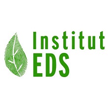 Logo Institut EDS (couleur vert vif). Dessin d'une feuille rayée.