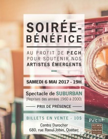 Affiche sur fond d'une photo de lecture de musique en bois rouge avec un gros cadran d'oré au centre.