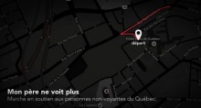 Carte, très sombre, presque noir, du secteur de la ville où aura lieu la marche.