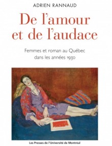 Page couverture du livre : peinture d'une femme, sur un divan vert-bleu, en robe de chambre rouge, robe mauve, touchant un livre.