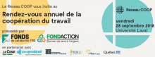 Bannière web : surtout de nombreux logos : Réseau COOP ; Fonds de solidarité FTQ ; FondAction ; La Coop fédérée ; Co-operators ; SAGE Assurances ; RISQ ; PoleCN.org ; Québec.