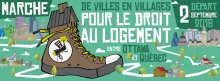 Bannière sur fond bleu-vert : dessin d'une botte géante de cuir qui est aussi une maison. Autour, les silhouettes de villages et villes. 