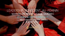 Affichette sur photo de six mains de femmes dont les doigts se rejoignent au centre.