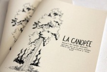 Photo d'un livret beige, avec dessin noir d'un arbre. « La Canopée : recueil des bandes dessinées réalisées lors des ateliers de Folie/Culture à l'hiver 2019 »
