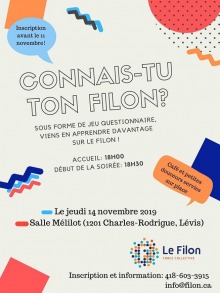 Affiche longue sur fond blanc avec des formes géométriques colorées et des bulles de paroles. Toutes les info sont transcrites dans l'annonce ici.