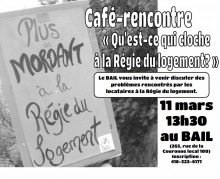 Affichette : photo d'une belle pancarte se lisant : Plus de mordant à la Régie du logement.