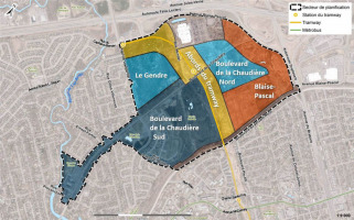 Carte colorée du secteur et résumant la Vision proposée